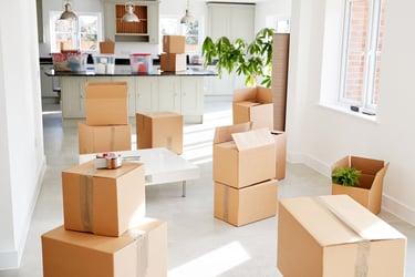 Moving boxes inside a home.
