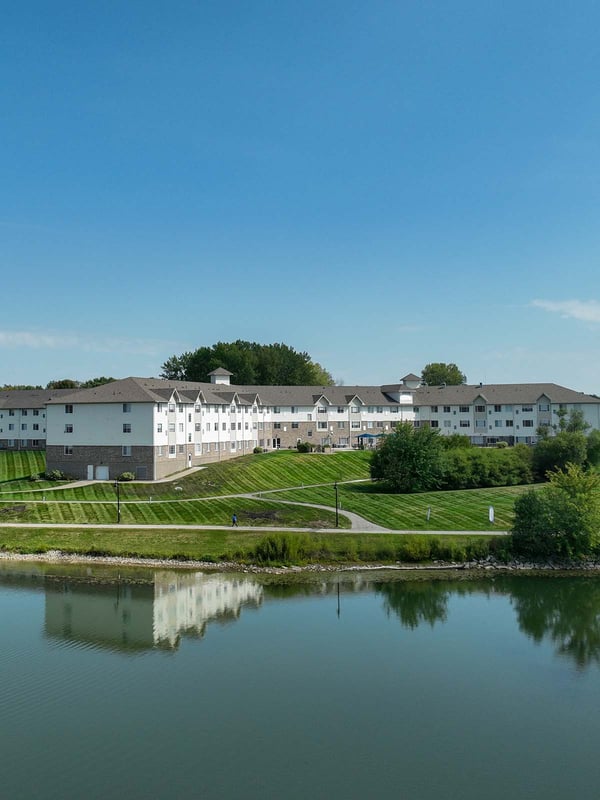 Lake view of the Copper Shore Village campus.